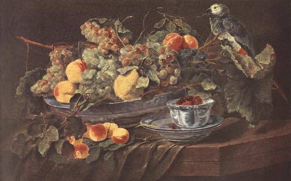 Still Life With Fruits And Parrot